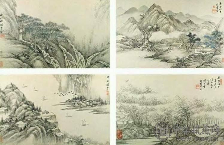明中 清 山水 册页(8开选4)