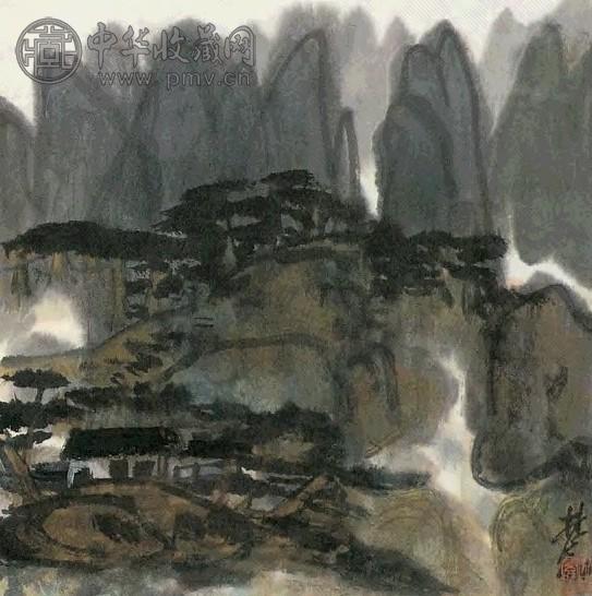 林风眠 山间人家 镜心 设色纸本