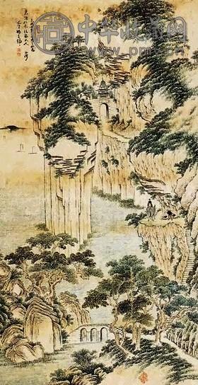 杨重镛 山水 轴 纸本设色