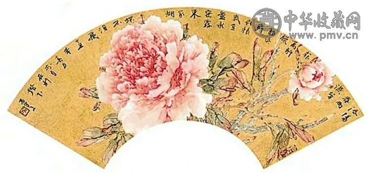 现代 何百里 花卉扇面 镜心