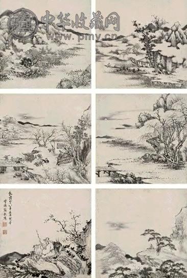 张敔 乾隆四十八年(1783年)作 山水 册页(10开) 水墨纸本