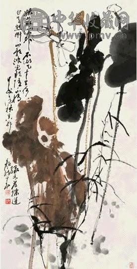 颜梅华 甲戌(1994年)作 白荷图 立轴 设色纸本