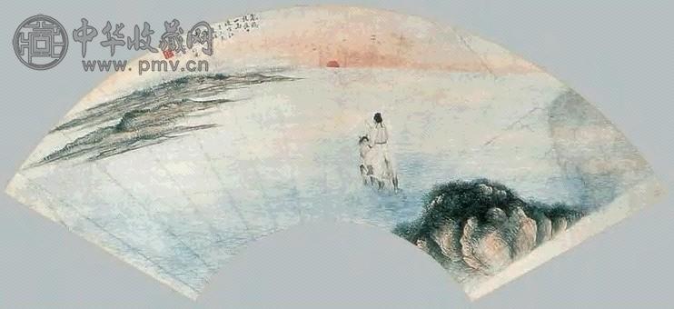 溥雪斋 渡江图 扇面 纸本