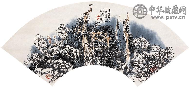 孙君良 2001年作 山水 扇面 设色纸本