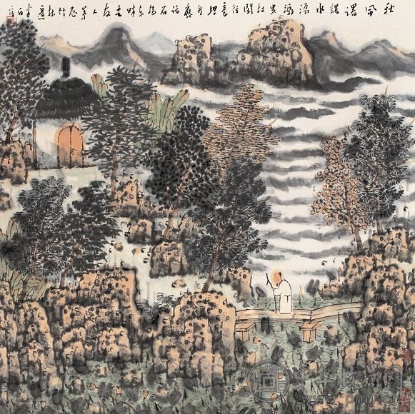 张捷 2002年作 秋光图 立轴 水墨纸本