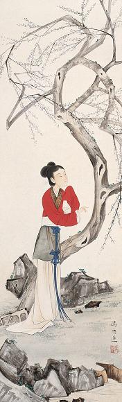 冯忠莲 仕女 立轴 设色纸本