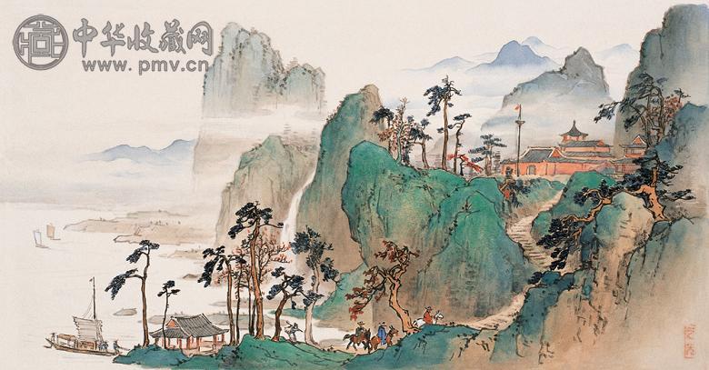 谢之光 行旅图 镜心 设色纸本