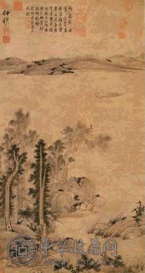 赵雍 前浦理纶图 立轴 浅绛纸本