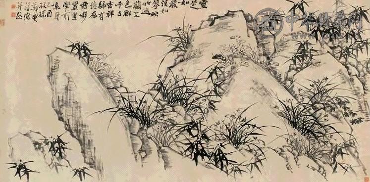 郑燮 乾隆乙酉(1765年)作 芝兰并寿图 横幅 水墨纸本