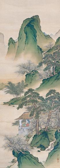 南汀 青绿山水 立轴 设色绢本