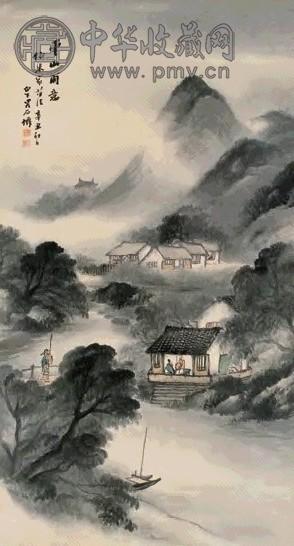 吴石僊 1901年 云山雨意图 轴 纸本设色