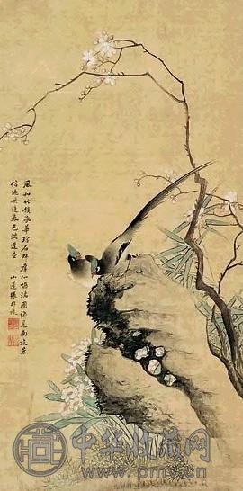 张小蓬 花鸟 轴 绢本设色