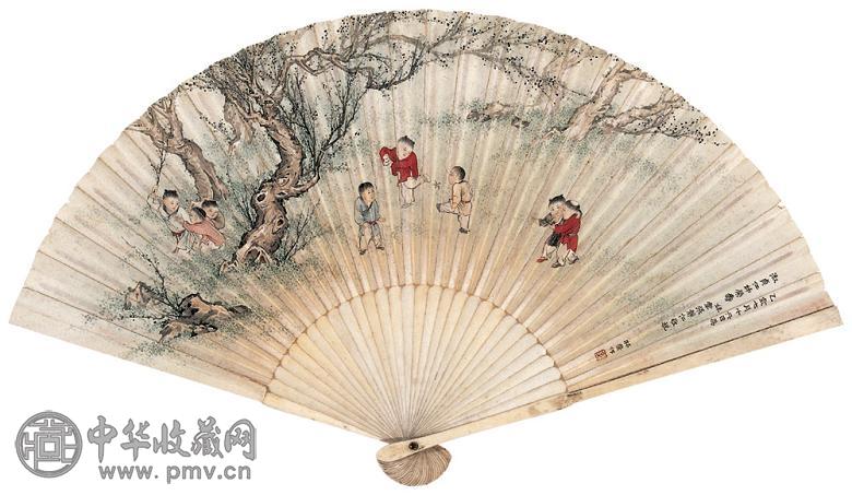 陈林斋 乙亥(1935年)作 人物 折扇 纸本