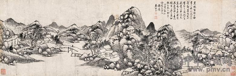 秦祖永 山水 镜心 水墨纸本