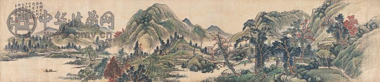 叶直 山水 手卷 设色绫本