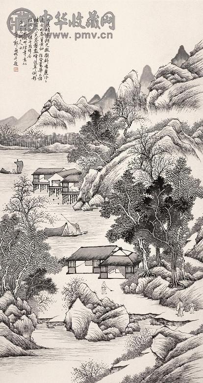 郭兰枝 1924年作 深山幽居图 立轴 水墨纸本