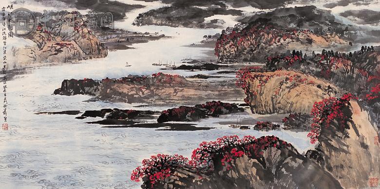 徐建明 癸未(2003年)作 峡江秋韵图 镜心 设色纸本