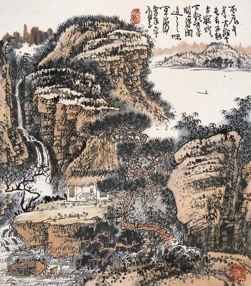 黄秋园 丙辰(1976年)作 山水 立轴 纸本