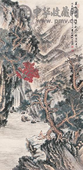 冯超然 苍松秋风图 立轴 设色纸本