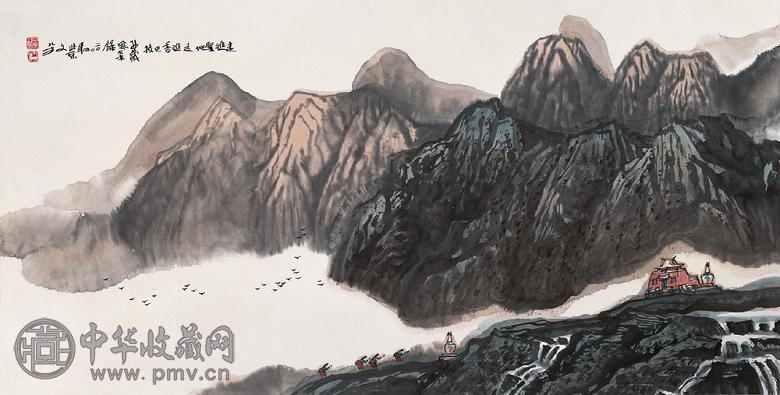 王文芳 走进圣地 镜心 设色纸本