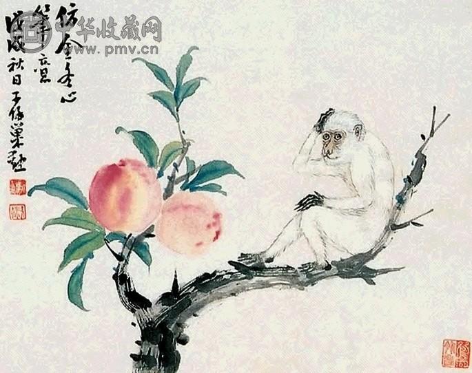 巢勋 献寿图 镜片 设色纸本