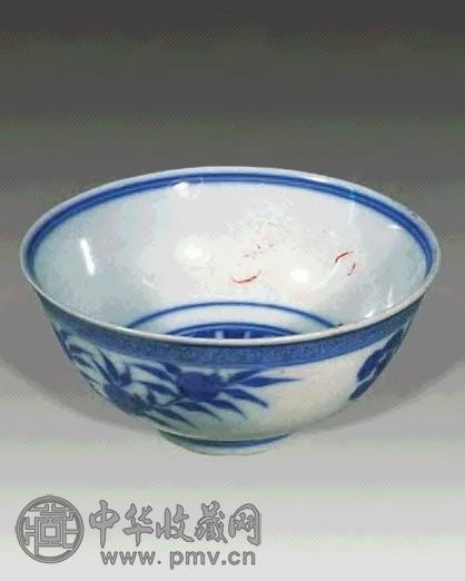 清光绪 青花花卉碗