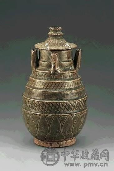 宋 青釉划花塔式五管瓶