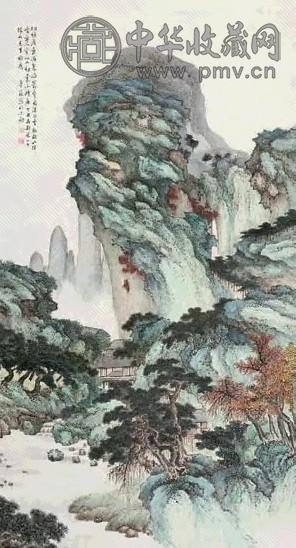 赵梦苏 青绿山水 立轴 设色