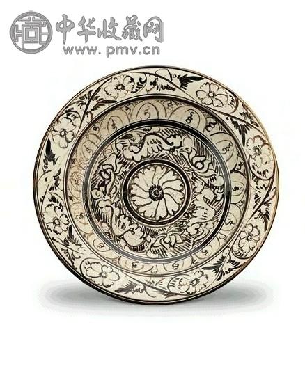 元 磁州窑花卉折沿大盘