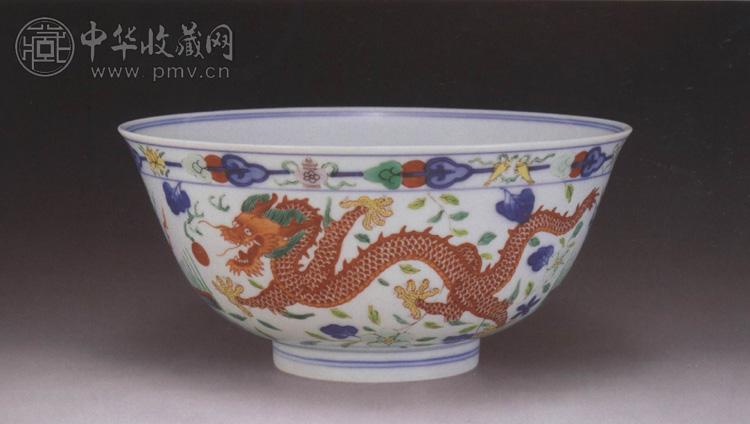 清道光 五彩龙凤碗