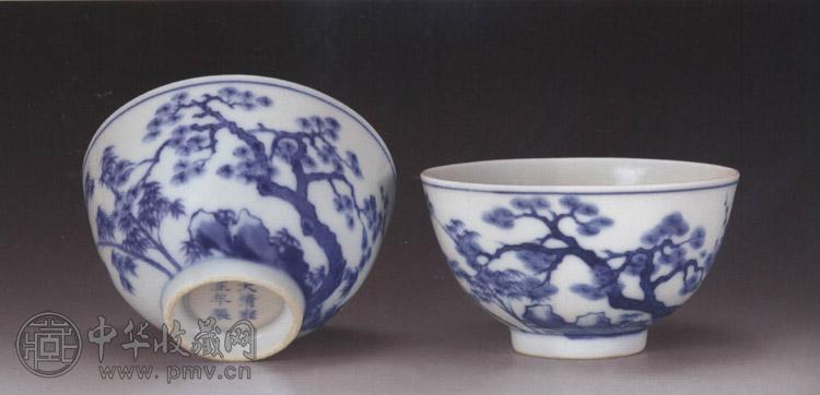 清雍正 青花松竹梅碗(2件)