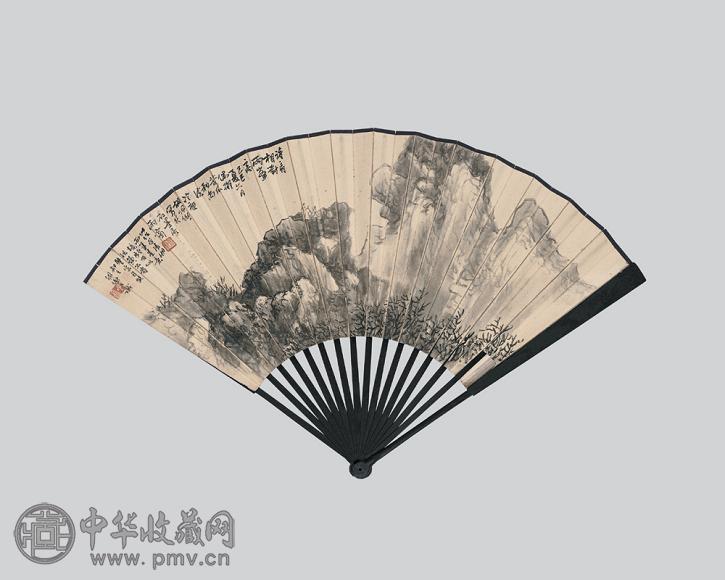 胡佩衡 山水 书法 成扇 纸本