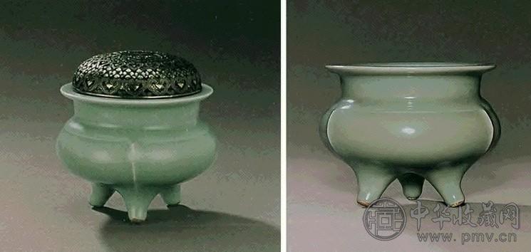 南宋 龙泉窑粉青釉三足炉