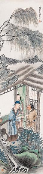 徐绶臣 漂母济韩图 立轴 设色纸本