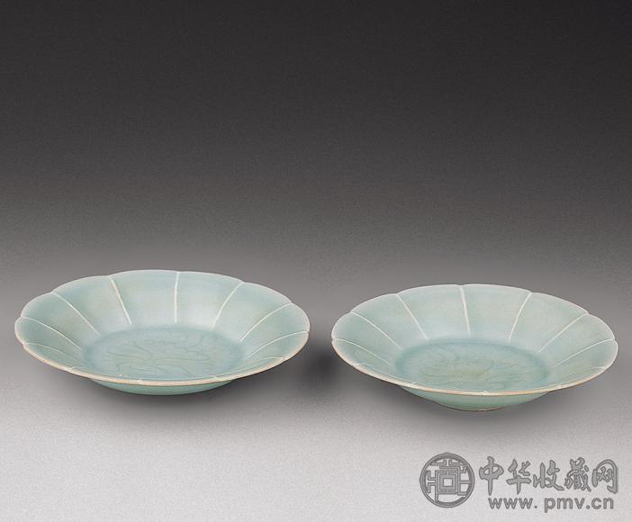 宋 影青刻花抽筋碟(1对)