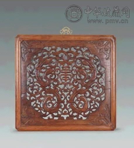 清早期 黄花梨雕双龙花板