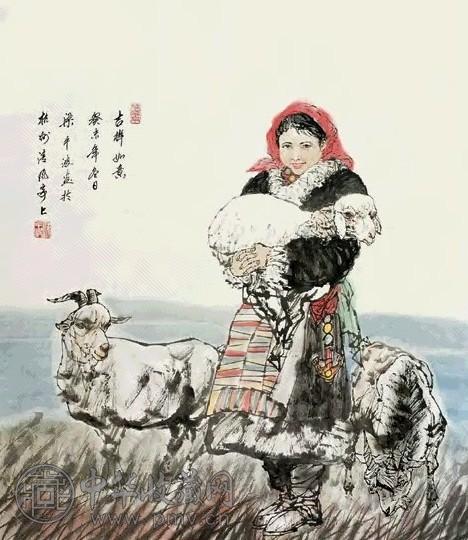 梁平波 人物 立轴 设色纸本