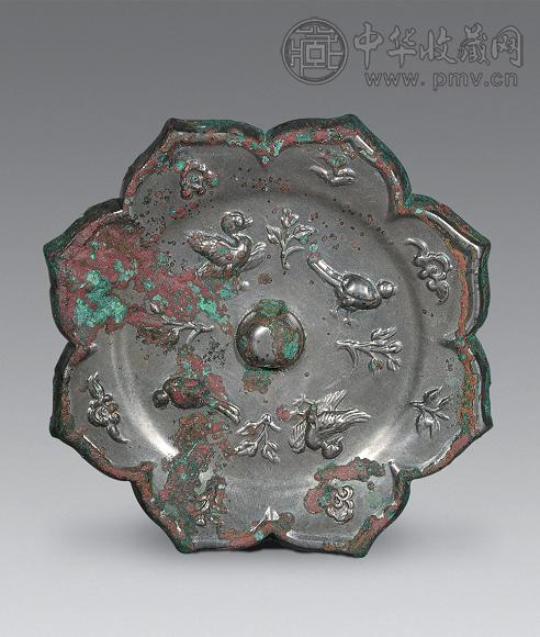 唐 铜鸾鸟花口镜