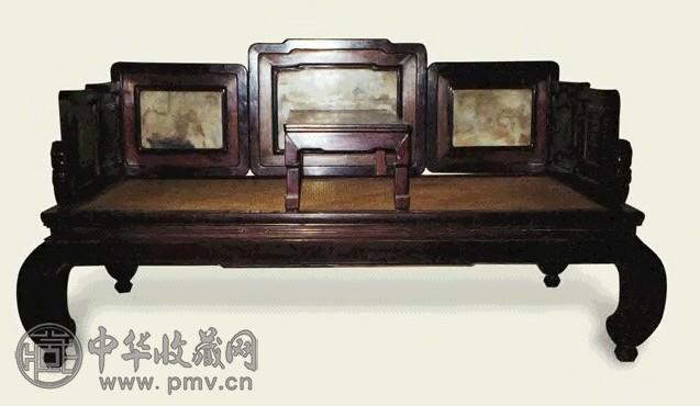 清 红木五屏风烟榻、炕几(2件)