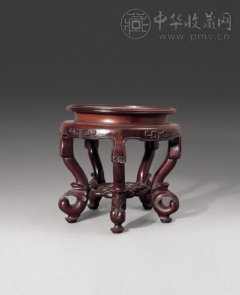 清 红木圆形小花几