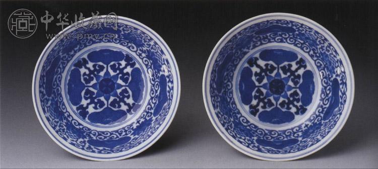清光绪 青花莲花纹碗(1对)