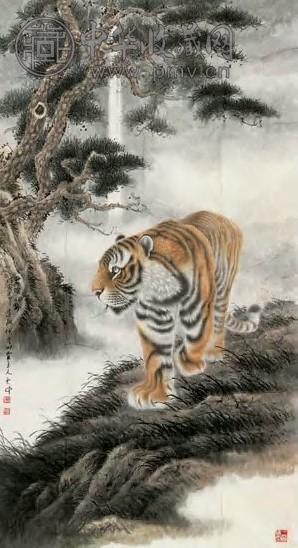 冯大中 君临山野 单片 设色纸本