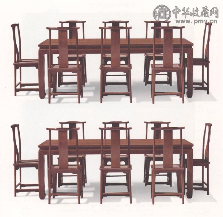 清 花梨木长方桌、灯挂椅 两套