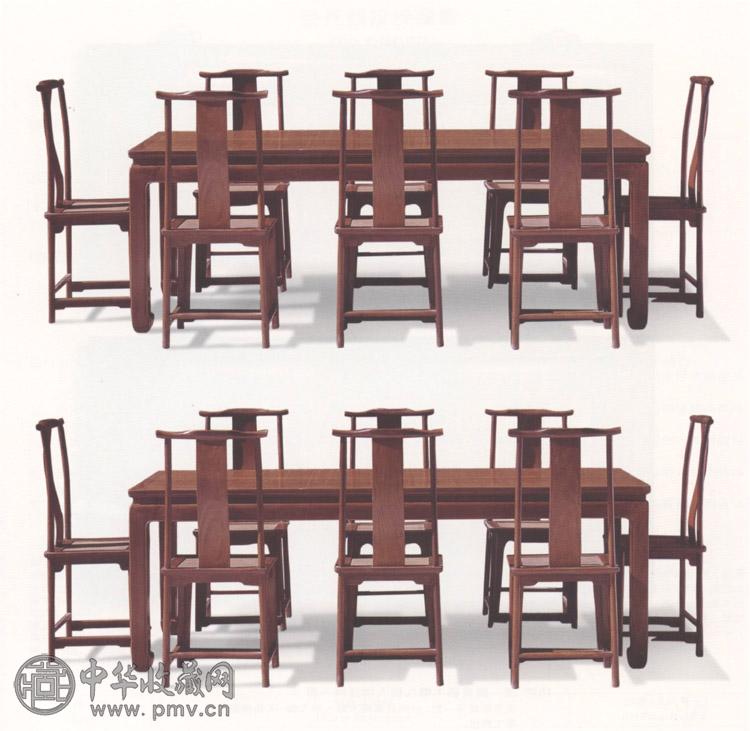 清 花梨木长方桌、灯挂椅 两套