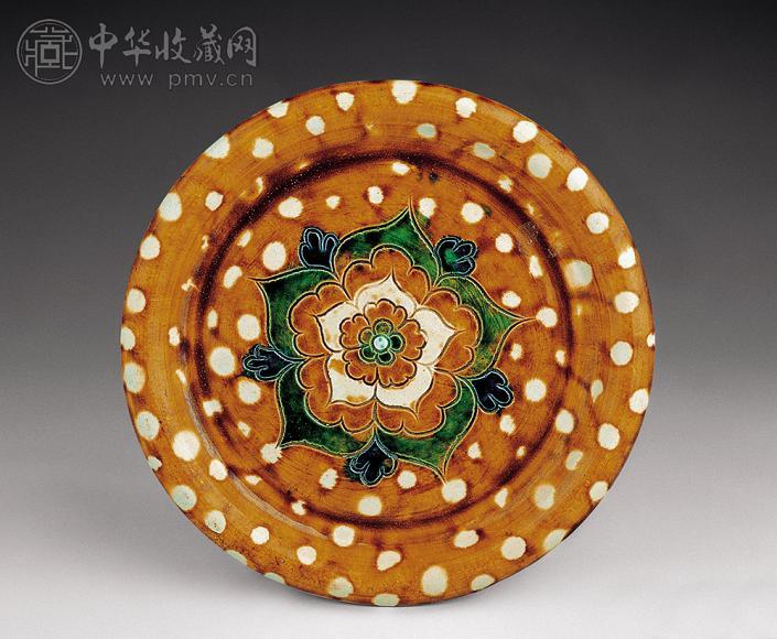 唐三彩加兰花纹盘