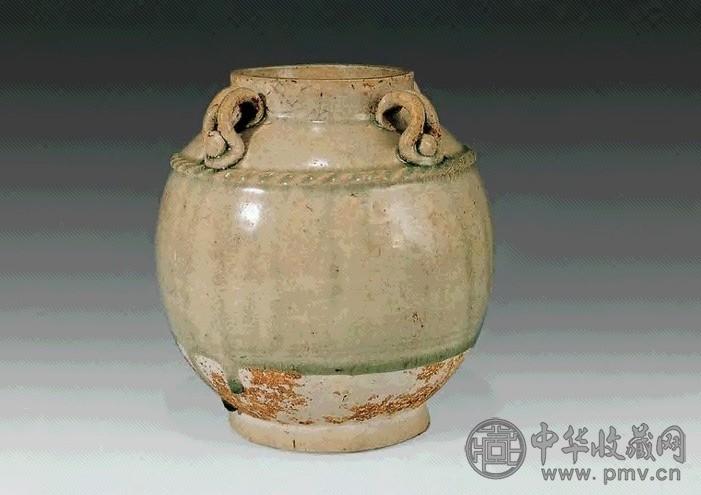 隋 青釉四系绳纹罐