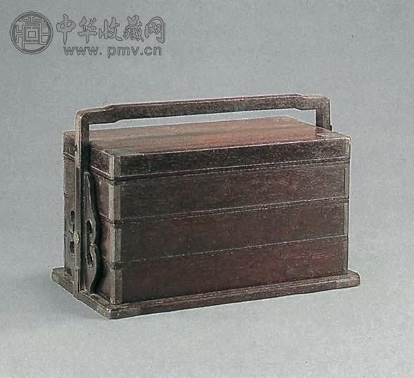 清 紫檀木四层素提盒