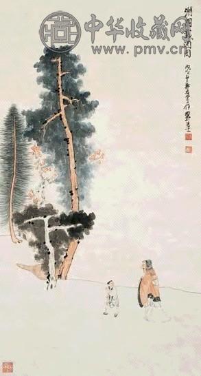 谢稚柳 1946年 渊明载酒图 立轴 设色纸本