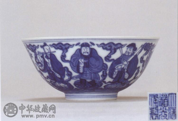 清道光 青花八仙图碗