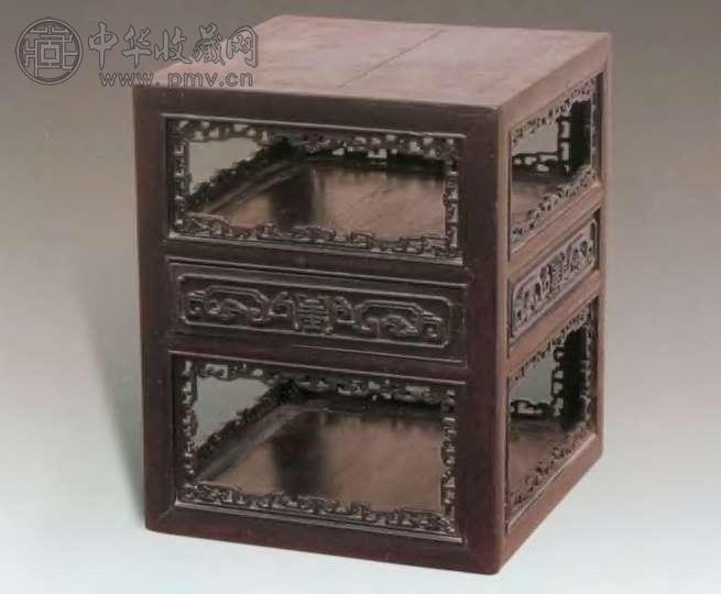清 梓檀雕寿纹小花台